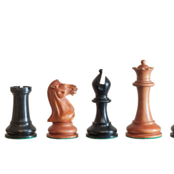 1849 Staunton 4.4-inch chess pieces in ebony and antiqued boxwood