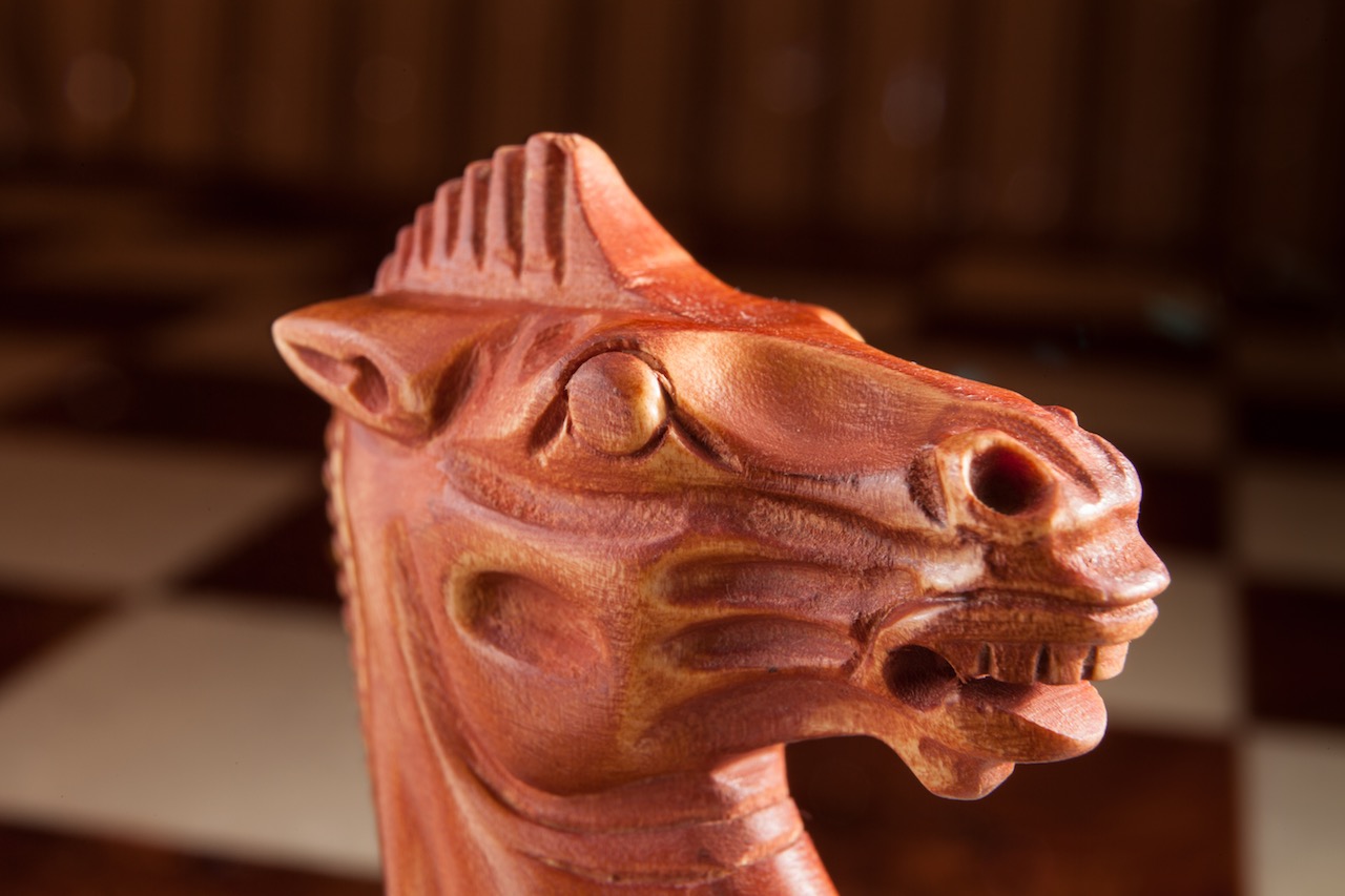Luxury Chess Knight from 1849 Original Staunton Series in Antiqued Boxwood