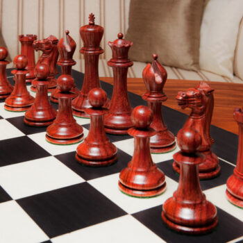 Shown with: 60 cm Asturias chess board 1849 Staunton padauk and boxwood chess pieces set up on the 60 cm Asturias chess board