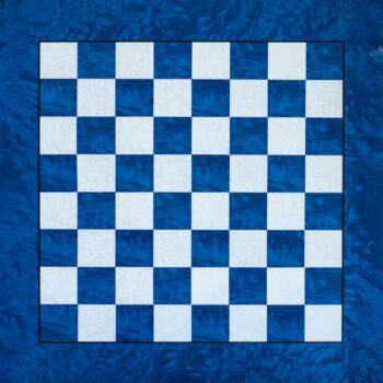Capri 51 cm high-gloss blue maple chess board, top view