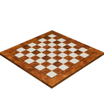 Pisa 51 cm matt root of elm chess board, three-quarter view