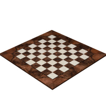 Siena 60 cm high-gloss root of walnut chess board, three-quarter view