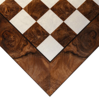 Siena 60 cm high-gloss root of walnut chess board, corner detail