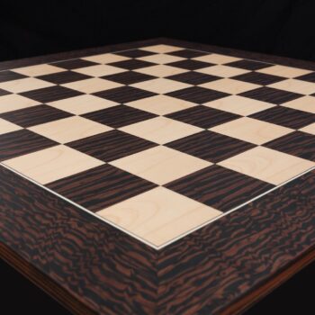 Andalucia 60 cm matt tiger ebony chess board, angled view