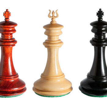 Three Apollo king finials in padauk, boxwood and ebony