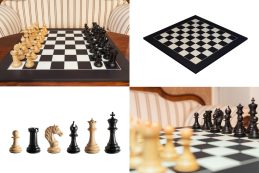 Arno Luxury Chess Set with a black and white board