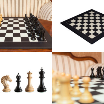 Arno set with Florence ebony and boxwood pieces and the 60 cm Asturias board