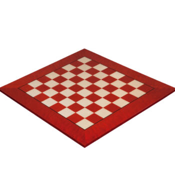 Bologna 51 cm high-gloss red maple chess board, three-quarter view