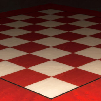Bologna 51 cm high-gloss red maple chess board, angled view