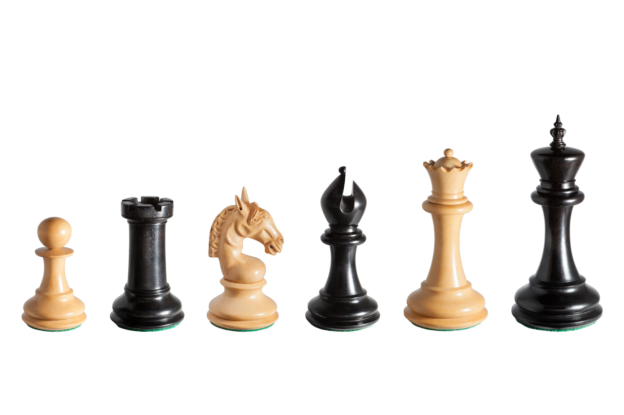 The Chevalier Series 4.4 inch Chess Pieces in Ebony and Boxwood