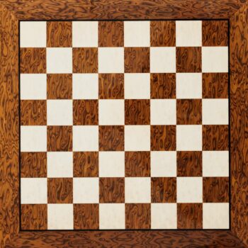 Cordoba 50 cm high-gloss brown ash burl chess board, top view