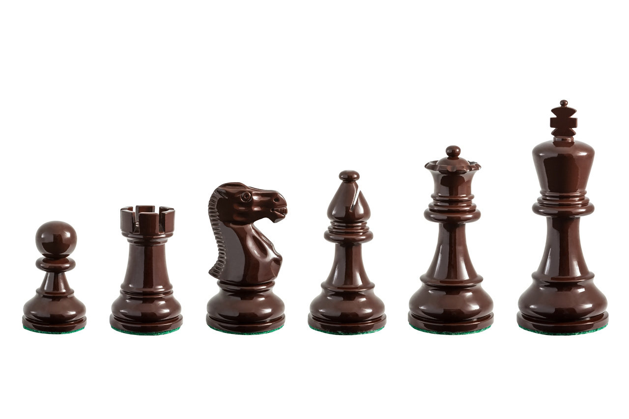 Earl Brown 3.75 inch tournament-size chess pieces in Coloured Boxwood