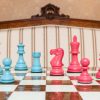 Earl Duo chess set (turquoise vs pink). Board: 50cm Cordoba Earl Duo chess set (turquoise vs pink pieces). Board: 50cm "Cordoba"