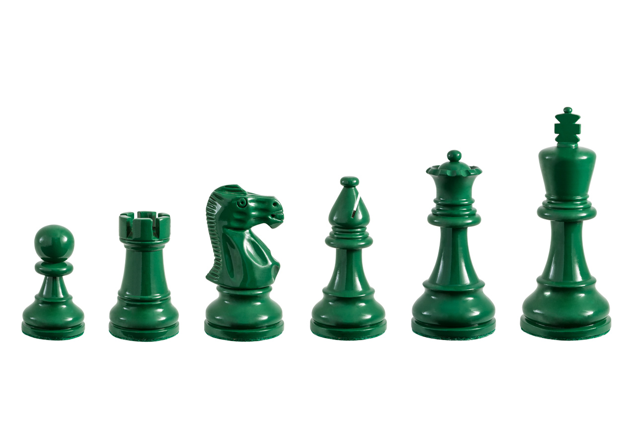 Earl Green 3.75 inch tournament-size chess pieces in Coloured Boxwood