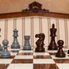 Earl Grey and Brown Chess Pieces on the 50 cm Cordoba board Earl Grey and Brown Chess Pieces on the 50 cm ”Cordoba” Chess Board