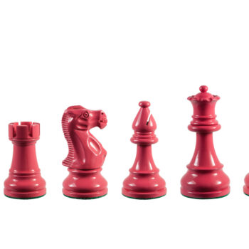 Earl pink lacquered boxwood chess pieces