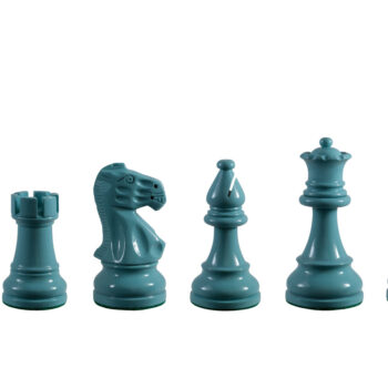 Earl turquoise lacquered boxwood chess pieces