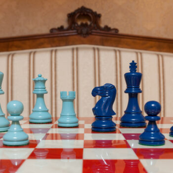 Shown with: 51 cm Bologna chess board Earl turquoise and blue chess pieces on the 51 cm Bologna chess board