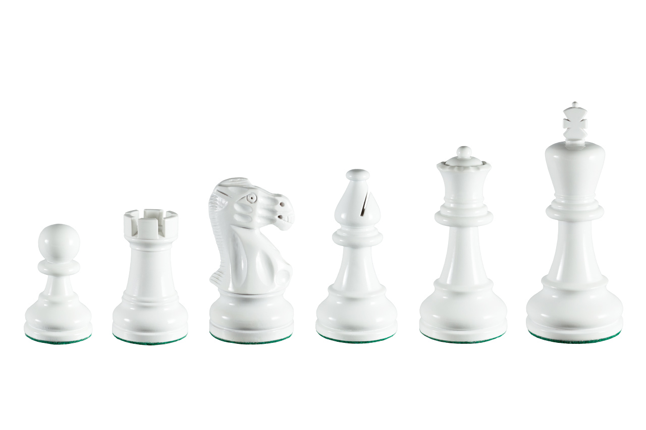 Earl White 3.75 inch tournament-size chess pieces in Coloured Boxwood
