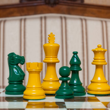 Shown with: 50 cm Cordoba chess board Earl yellow and green chess pieces on the 50 cm Cordoba chess board