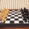 The Florence chess pieces (Ebony and Boxwood) on the 60 cm Asturias board The Florence Series Luxury Chess Pieces in Ebony and Boxwood