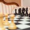 The Florence chess pieces (Ebony and Boxwood) on the 60 cm Asturias board The Florence Series Luxury Chess Pieces in Ebony and Boxwood