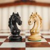 The Florence Series Knights (Ebony and Boxwood) on the 60 cm Toscana board The Florence Series Chess Knights in Ebony and Boxwood