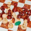 The Florence chess pieces (Padauk and Boxwood) on the 60 cm Toscana board The Florence Series Luxury Chess Pieces in Padauk and Boxwood