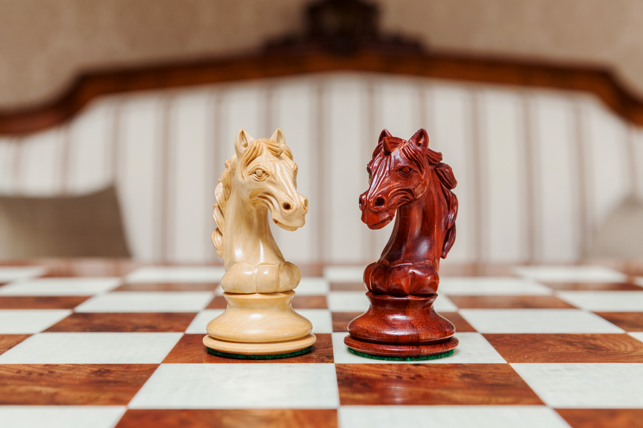 The Florence Series Chess Knights in Padauk and Boxwood