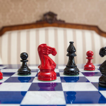 Shown with: 51 cm Capri chess board Earl red and black chess pieces on the 51 cm Capri chess board